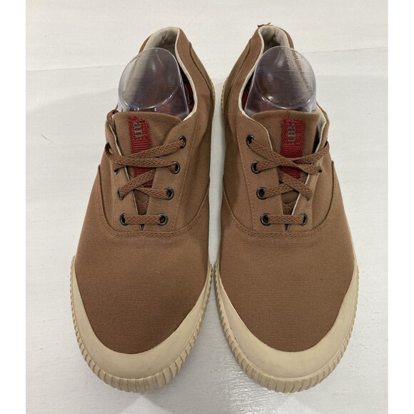 Flaw LL Bean Boat Shoes Men’s 13M Brown Canvas Lace-Up Casual Eco Sneakers - Picture 2 of 11